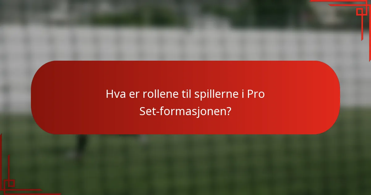Hva er rollene til spillerne i Pro Set-formasjonen?