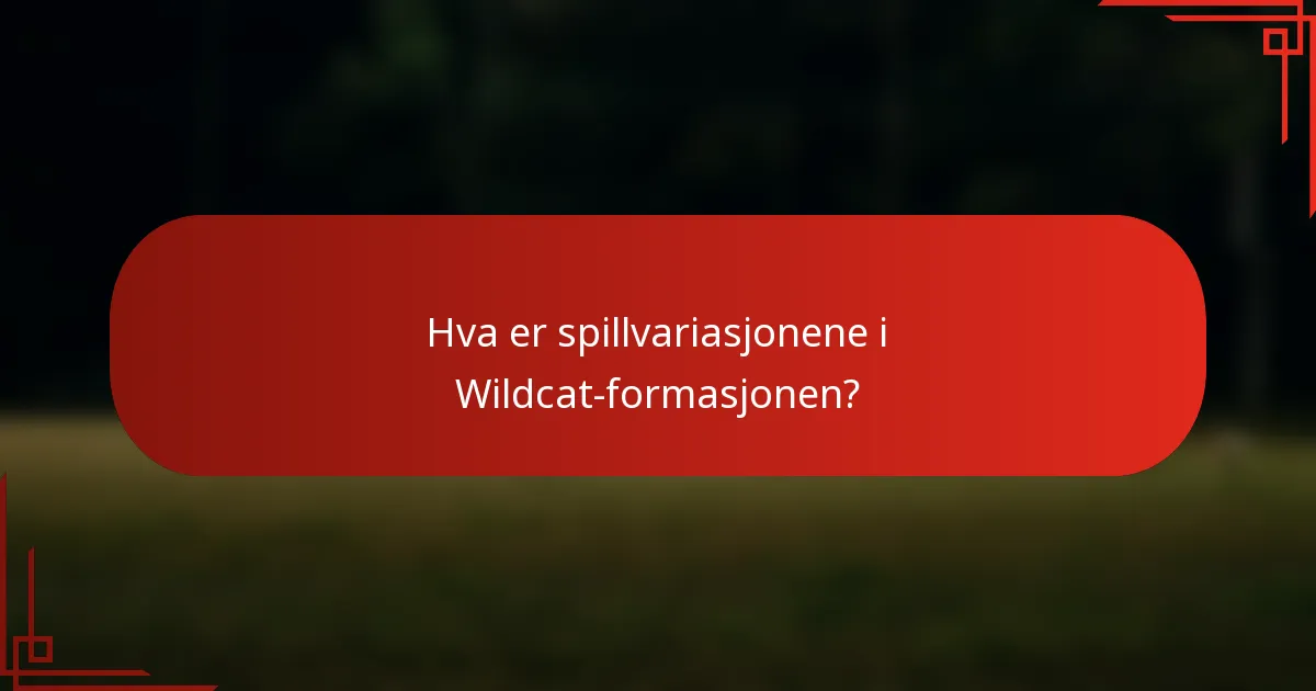 Hva er spillvariasjonene i Wildcat-formasjonen?